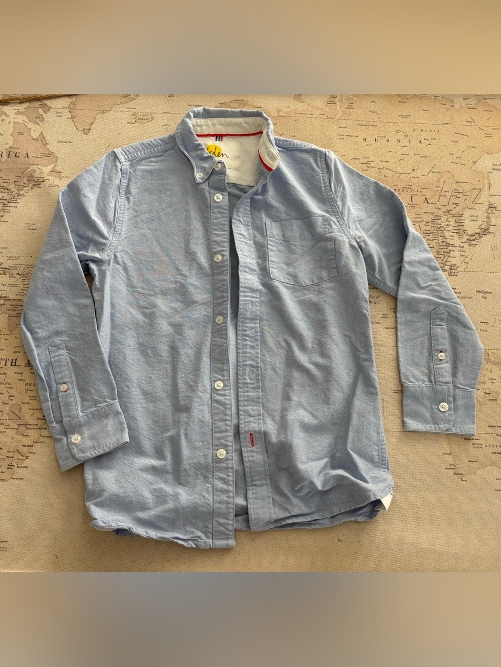 Boden Casual Dress Shirt Buttondown Blue Size 9-10Y